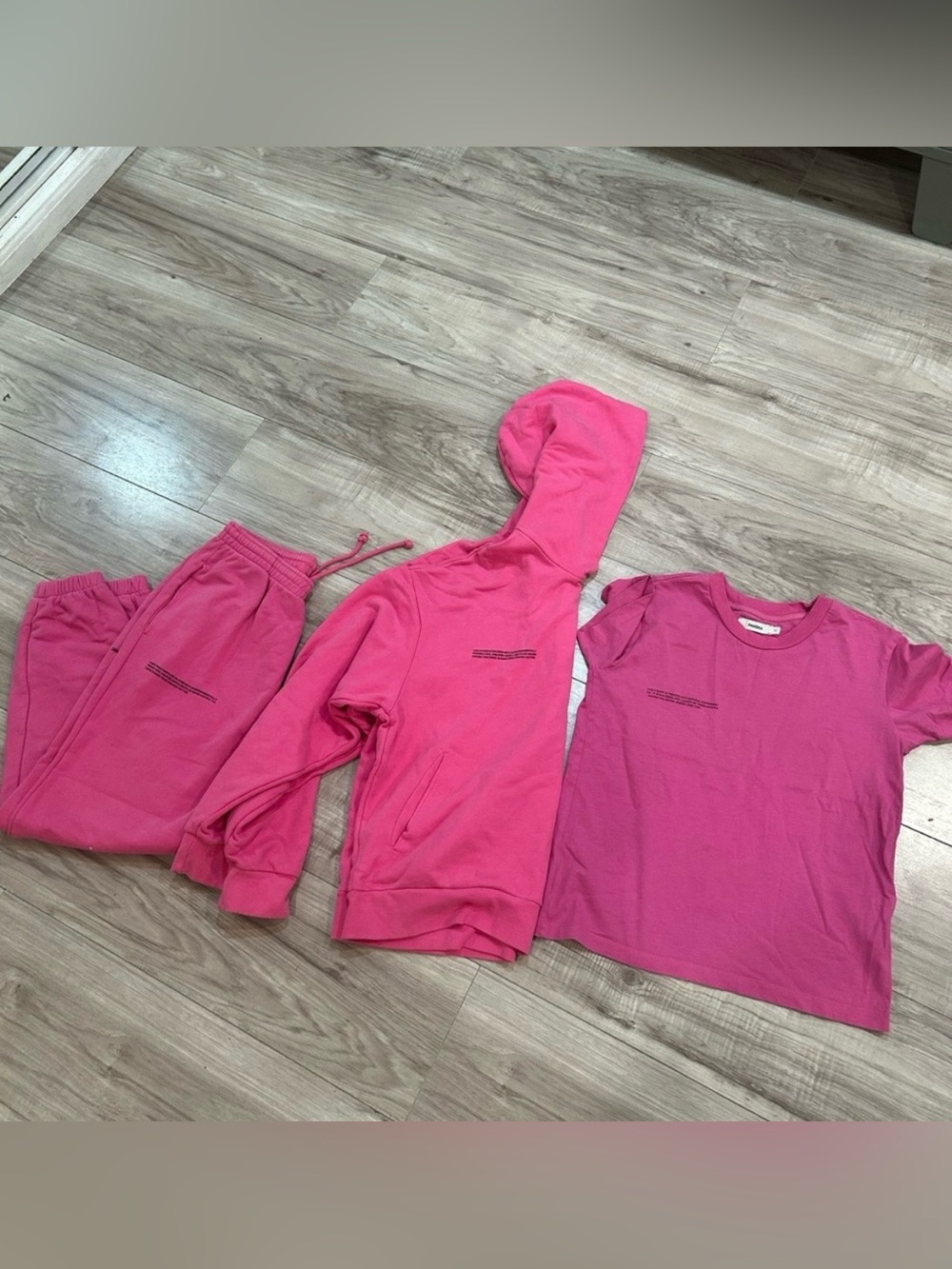 Pangaia Bright Pink Hoodie, Tee & Joggers Set